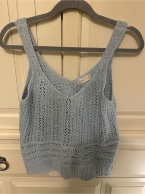 Altar'd State Light Blue Knit V-Neck Tank